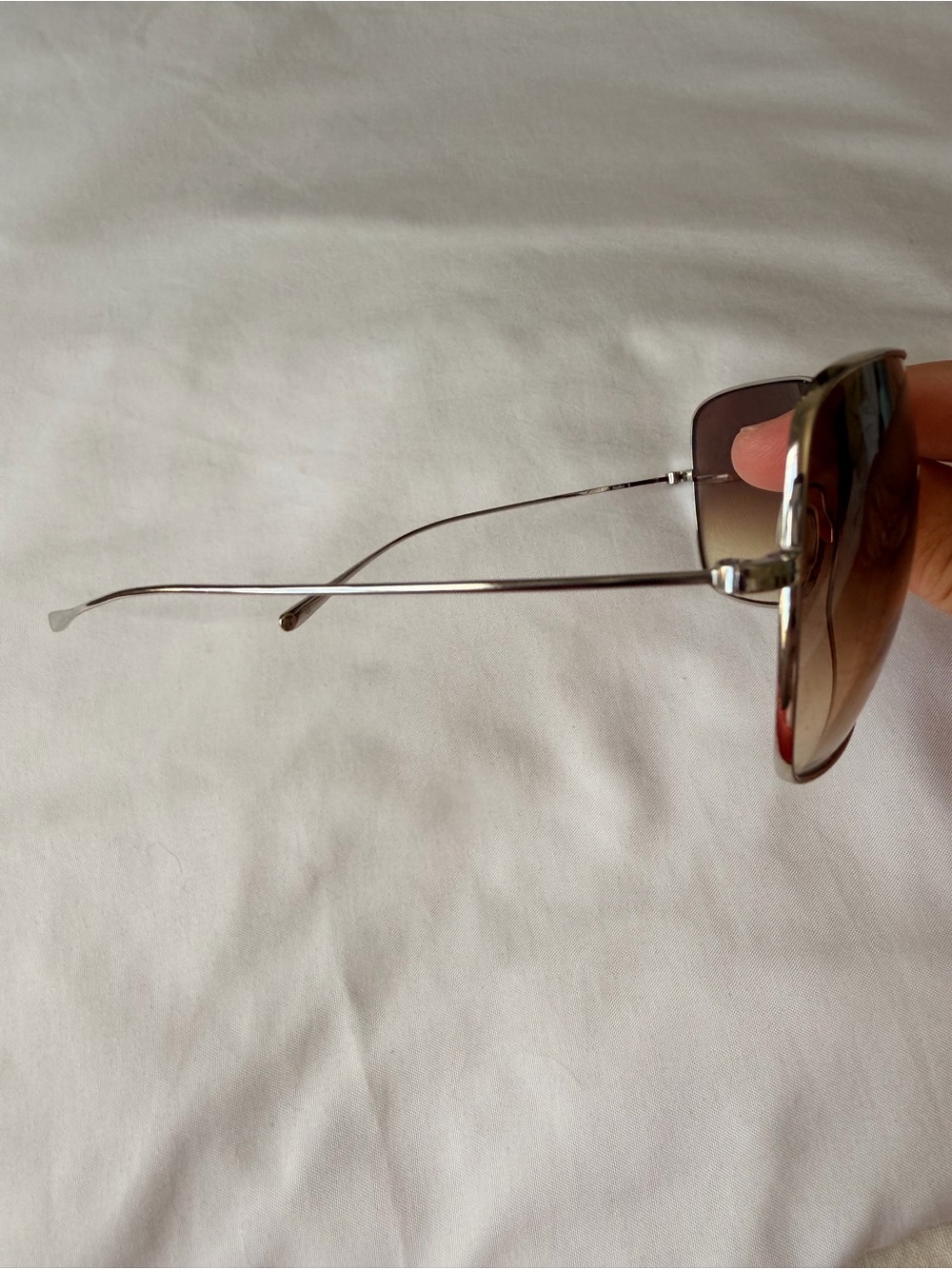 Oliver Peoples Papillon Silver Frame Brown Gradient Lens Sunglasses - Picture 4 of 5